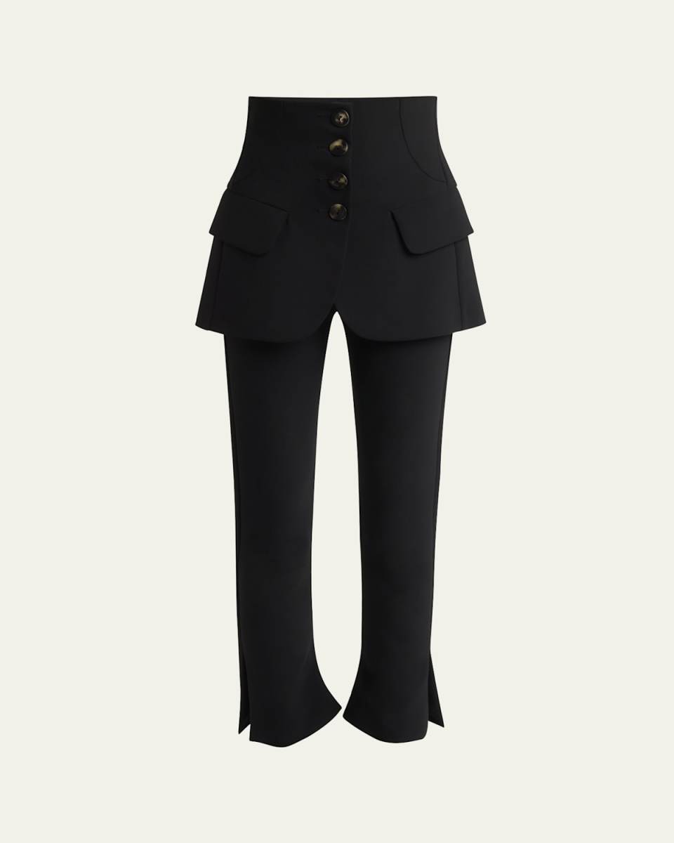 Slit-Hem Slim Basque Trousers